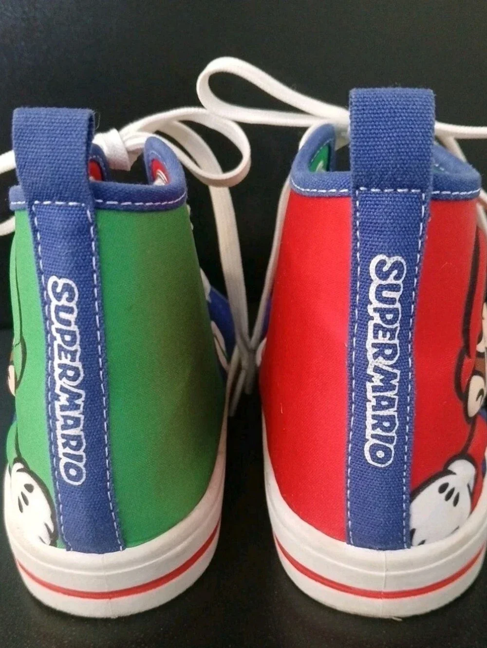 Nintendo Super Mario Boys Size 12 Shoes Red Blue Green White Sole High Tops